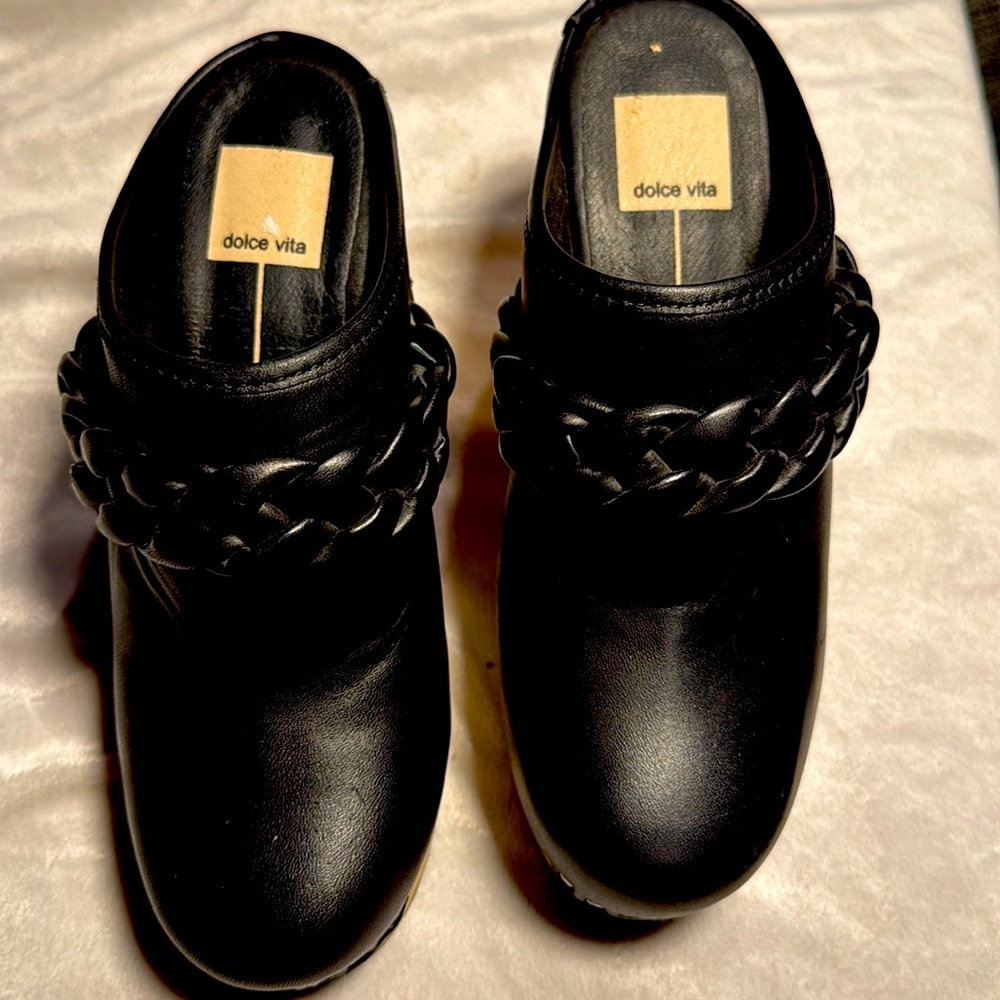Dolce Vita Wooden Heel Women Clogs Black size 6.5